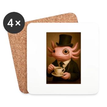 Dapper Axolotl with Coffee - Coasters (set of 4) - white - Front