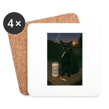 Miaulement de fraîcheur - Mode nuit activé - Dessous de verre (lot de 4) - blanc - Devant