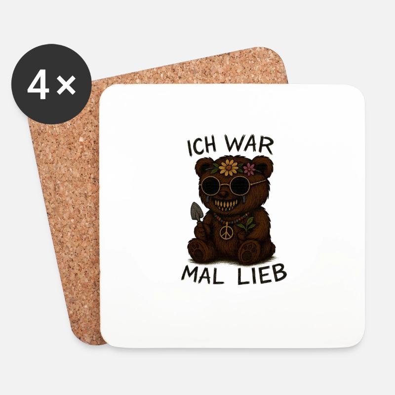 Hippie - Untersetzer (4er-Set) - Weiß