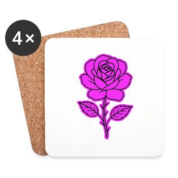 Rose Kontur - Untersetzer (4er-Set) - Weiß - Vorne