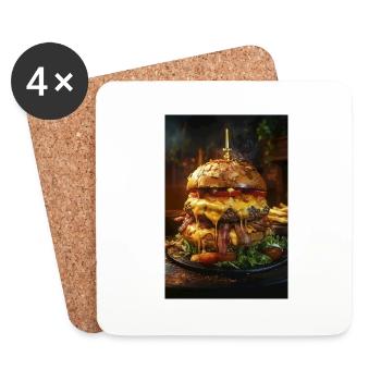 Epic Bacon Cheese Burger Stack - Dessous de verre (lot de 4) - blanc - Devant