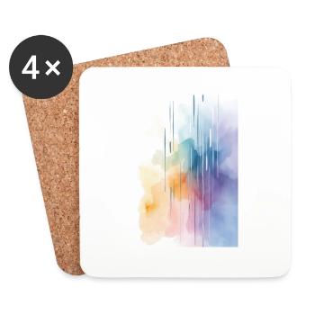 Aquarelles abstraites, Art de l’aquarelle coloré - Dessous de verre (lot de 4) - blanc - Devant