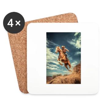 Cowboy Cliff Jump - Coasters (set of 4) - white - Front
