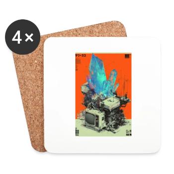 Retro Tech Crystal Fusion - Coasters (set of 4) - white - Front