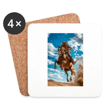 Epischer Cowboy-Sprung - Untersetzer (4er-Set) - Weiß - Vorne