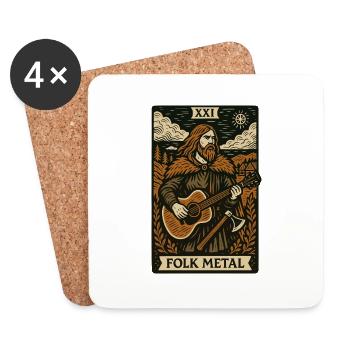 Folk Metal Tarot Card – Nordic Axe & Acoustic Fury - Coasters (set of 4) - white - Front