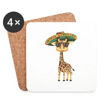 Girafe Drôle Sombrero - Dessous de verre (lot de 4) - blanc - Devant
