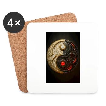 Cyber Yin Yang Balance - Coasters (set of 4) - white - Front