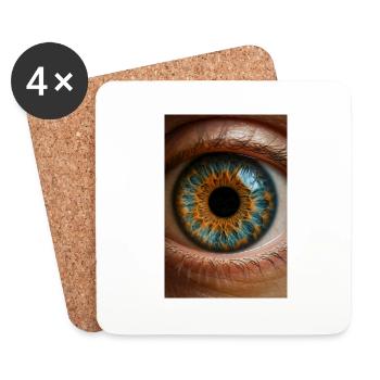 Feurige blaue Iris Nahaufnahme - Untersetzer (4er-Set) - Weiß - Vorne