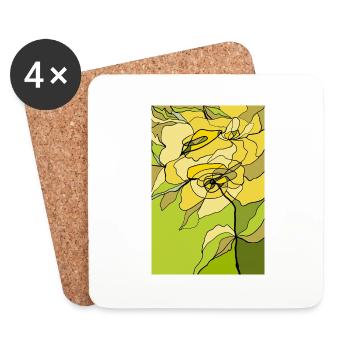 Blumen - Untersetzer (4er-Set) - Weiß - Vorne