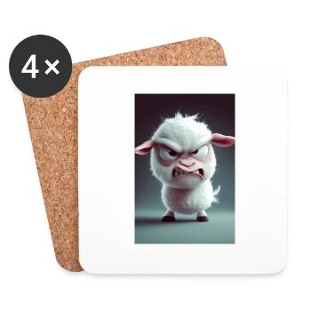 Furious Cartoon Sheep Rage - Coasters (set of 4) - white - Front