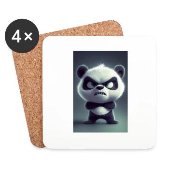 Grumpy Cartoon Panda Mood - Coasters (set of 4) - white - Front