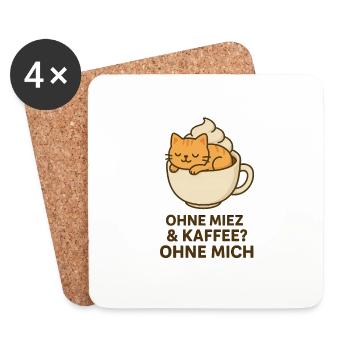 Cat World Cat Day Cat Cat Kitty Coffee - Dessous de verre (lot de 4) - blanc - Devant