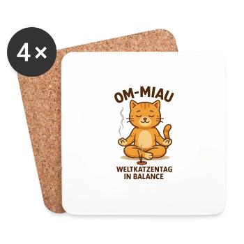 Katze Weltkatzentag Kater Om Meditation Chill Kids - Untersetzer (4er-Set) - Weiß - Vorne