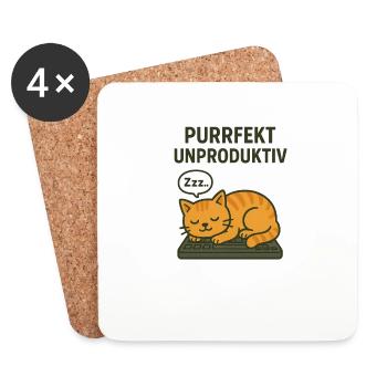 Perfekt Unproduktiv Katze Kater Weltkatzentag - Untersetzer (4er-Set) - Weiß - Vorne
