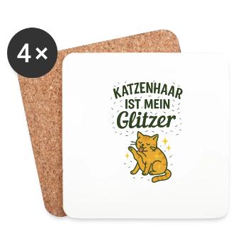 Katzenhaar ist mein Glitzer - Untersetzer (4er-Set) - Weiß - Vorne