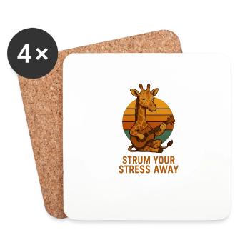 Strum Your Stress Away – Giraffe mit Gitarre im Vi - Untersetzer (4er-Set) - Weiß - Vorne