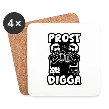 Prost Digga Urlaub Party - Untersetzer (4er-Set) - Weiß - Vorne