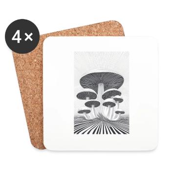 Forêt de champignons optiques - Dessous de verre (lot de 4) - blanc - Devant