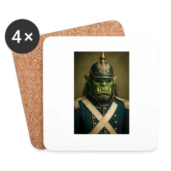 Ork-Kriegsherr in zeremonieller Kleidung - Untersetzer (4er-Set) - Weiß - Vorne