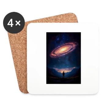 Stargazer Beneath a Cosmic Spiral - Coasters (set of 4) - white - Front