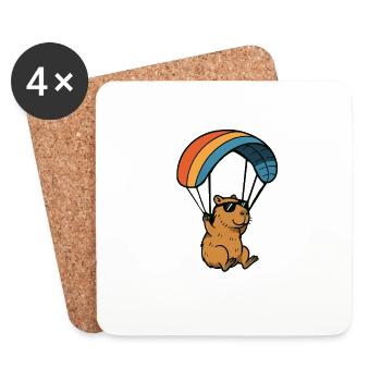 capybara paragleiten gleitschirm - Untersetzer (4er-Set) - Weiß - Vorne