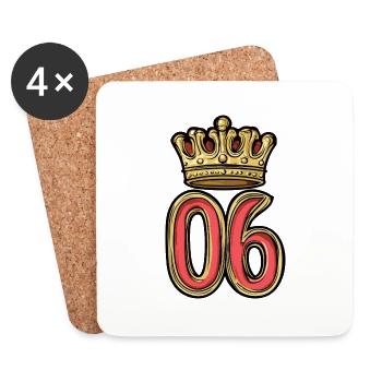 6 Zahl Krone - Untersetzer (4er-Set) - Weiß - Vorne