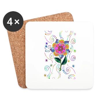 Blume - Untersetzer (4er-Set) - Weiß - Vorne