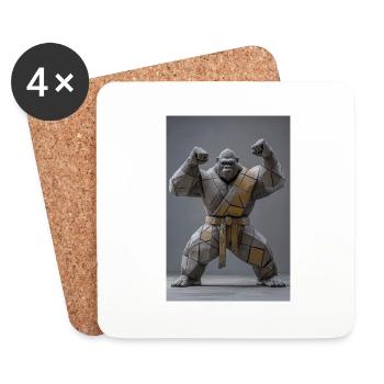 Sumo Gorilla Krieger - Untersetzer (4er-Set) - Weiß - Vorne