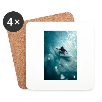 Surfeur chevauchant le baril parfait - Dessous de verre (lot de 4) - blanc - Devant