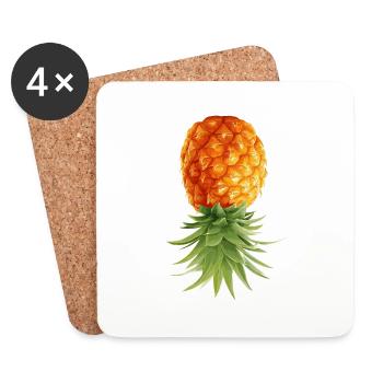 Pineapple is upside down - Coasters (set of 4) - white - Front