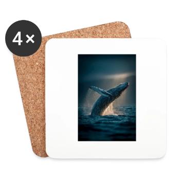 Lacune majestueuse de baleines au lever du soleil - Dessous de verre (lot de 4) - blanc - Devant