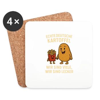 Echte Deutsche Kartoffel - Untersetzer (4er-Set) - Weiß - Vorne