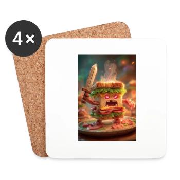 Angry Battle Sandwich - Coasters (set of 4) - white - Front