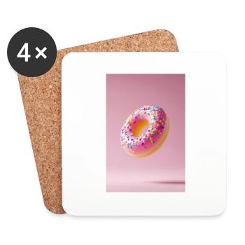 Pink Frosted Donut Delight - Coasters (set of 4) - white - Front