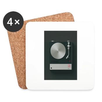 Platine vinyle rétro minimaliste - Dessous de verre (lot de 4) - blanc - Devant