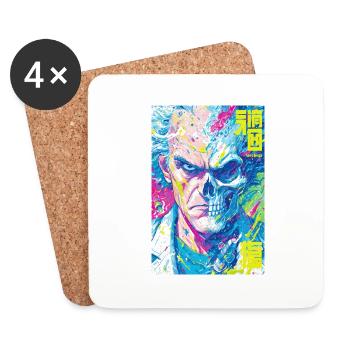 Half Human Half Skull Pop Art - Coasters (set of 4) - white - Front