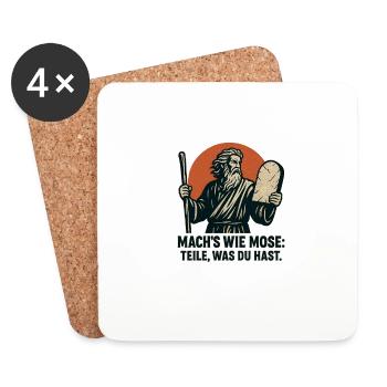 Mach es wie Mose - teile was du hast - Untersetzer (4er-Set) - Weiß - Vorne