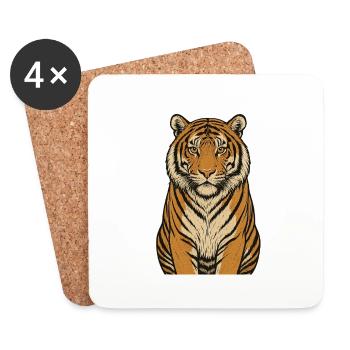 Wild Tiger Gaze - Coasters (set of 4) - white - Front