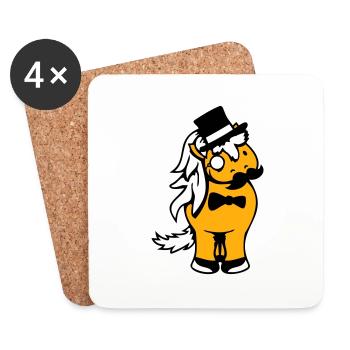 Cheval Sir Lord Rich Monocle Lunettes Chapeau haut de forme - Dessous de verre (lot de 4) - blanc - Devant