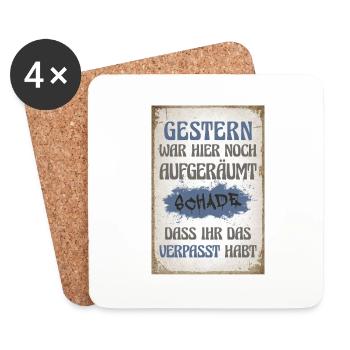 Gestern war hier noch aufgeräumt - Untersetzer (4er-Set) - Weiß - Vorne