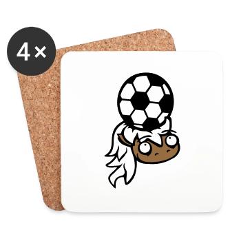 Pferd Fußball Ball spiel Kopfball Verein Fan Hobby - Untersetzer (4er-Set) - Weiß - Vorne