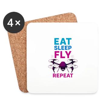 Eat Sleep Fly Repeat – Neon Drohnenpilot Routine - Untersetzer (4er-Set) - Weiß - Vorne
