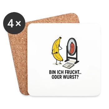 Banane Wurst Spiegel Sinnkrise Schönheit - Untersetzer (4er-Set) - Weiß - Vorne