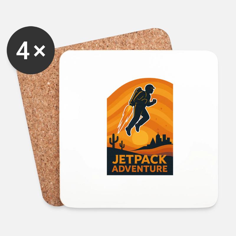 Jetpack Adventure - Untersetzer (4er-Set) - Weiß