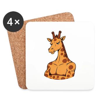 Girafe avec des muscles - Funny Comic Animal Fitness - Dessous de verre (lot de 4) - blanc - Devant