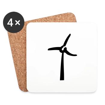 Windmill, éolienne, Windrad - Untersetzer (4er-Set) - Weiß - Vorne