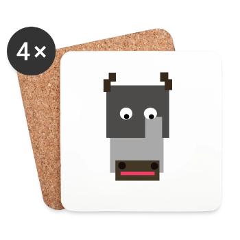 Minimalistisches Hippo-Gesicht - Untersetzer (4er-Set) - Weiß - Vorne