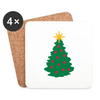 Arbre de Noël - Dessous de verre (lot de 4) - blanc - Devant
