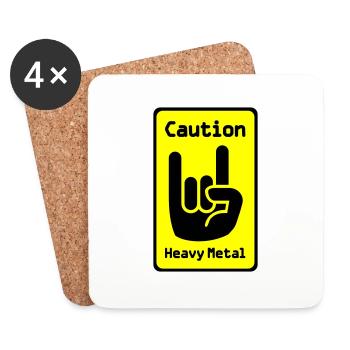 Attention: Heavy Metal - Dessous de verre (lot de 4) - blanc - Devant
